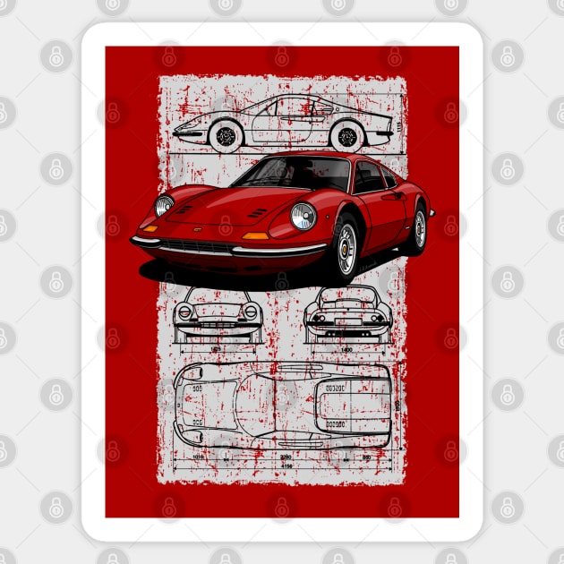 My drawing of the iconic Italian sports car Sticker by jaagdesign